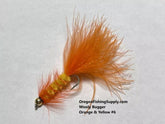 Wooly Bugger Orange/Yellow Bead Head, 3 Fly in a protective tube by OFS for Freshwater, Trout, Bass, Steelhead/Salmon